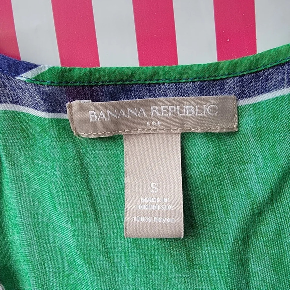 Banana Republic Navy Green White Striped Sundress Size S - Picture 4 of 7